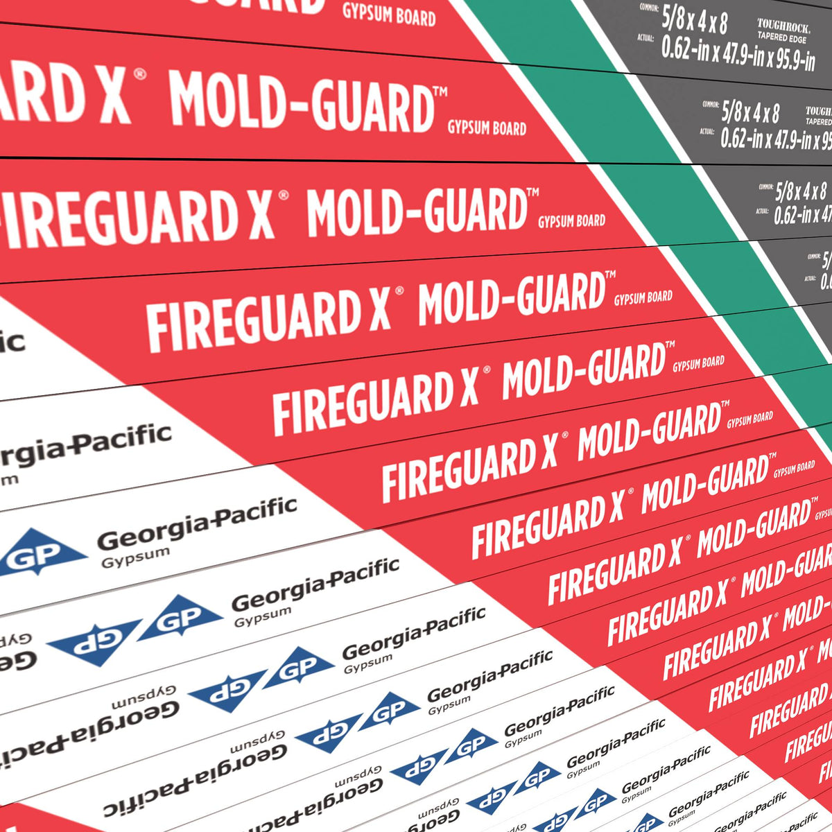 ToughRock 5/8-in x 4-ft x 8-ft Fireguard Mold Resistant Moisture Resistant Fire Resistant Regular Drywall Panel
