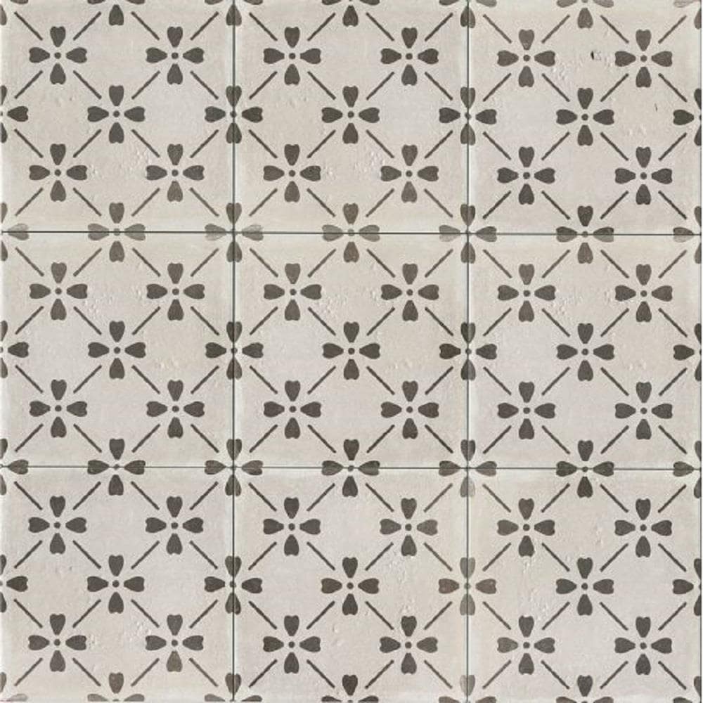 Bedrosians Palazzo Castle Graphite Bloom 12-in x 12-in Honed Porcelain Encaustic Floor and Wall Tile (9.79-sq. ft/ Carton)