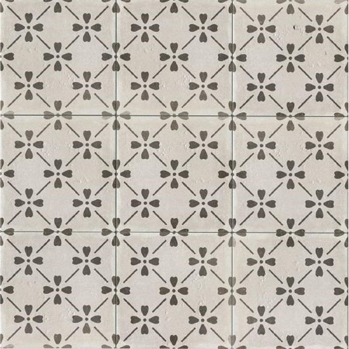 Bedrosians Palazzo Castle Graphite Bloom 12-in x 12-in Honed Porcelain Encaustic Floor and Wall Tile (9.79-sq. ft/ Carton)