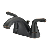 Project Source Dover Oil-Rubbed Bronze 2-Handle 4-in Centerset WaterSense Bathroom Sink Faucet with Drain