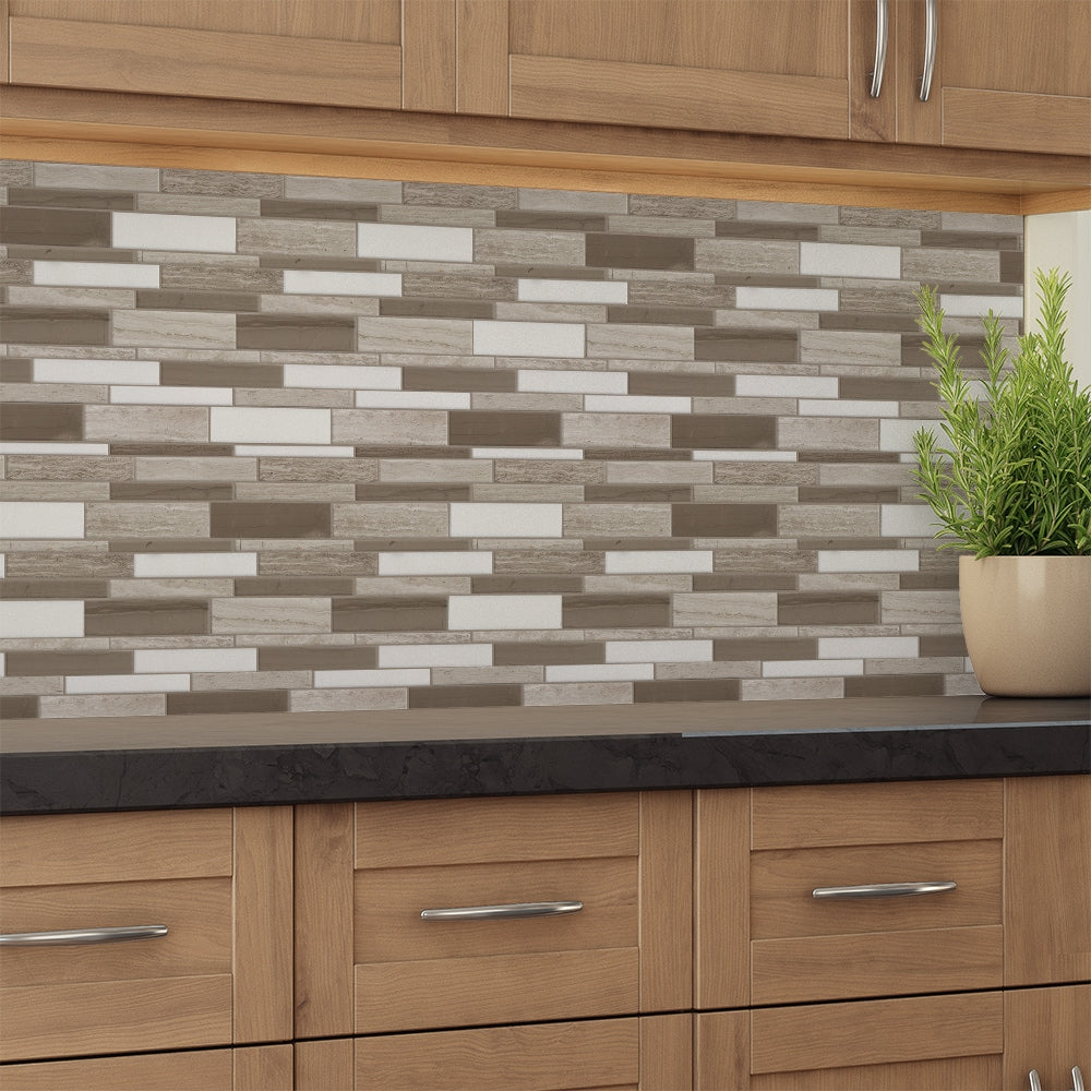 Elida Ceramica Stone Savvy Natural 12-in x 12-in Polished Marble Linear Mosaic Tile