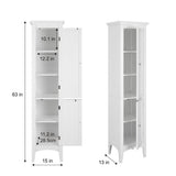 Simon 15 in. W x 63 in. H x 13-1/4 in. D Bathroom Linen Storage Floor Cabinet with 2-Shutter Doors in White - Super Arbor