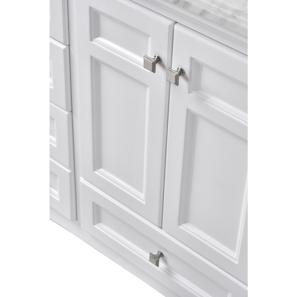 Luz 42 in. Single Bath Vanity in White with Marble Vanity Top in Carrara White with White basin - Super Arbor