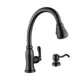 Pavilion Single-Handle Pull-Down Kitchen Faucet with TurboSpray and FastMount and Soap Dispenser in Bronze - Super Arbor