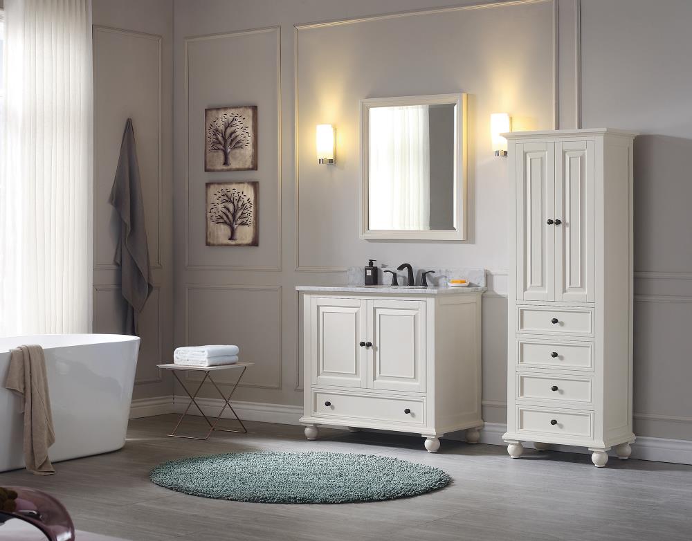 Avanity Thompson 24-in x 68-in x 16-in French White Wood Freestanding Soft Close Linen Cabinet