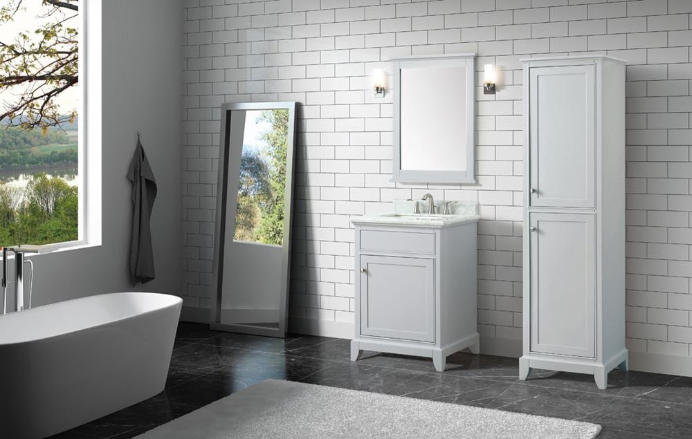 Aurora 25 in. White Vanity with Carrara Top
