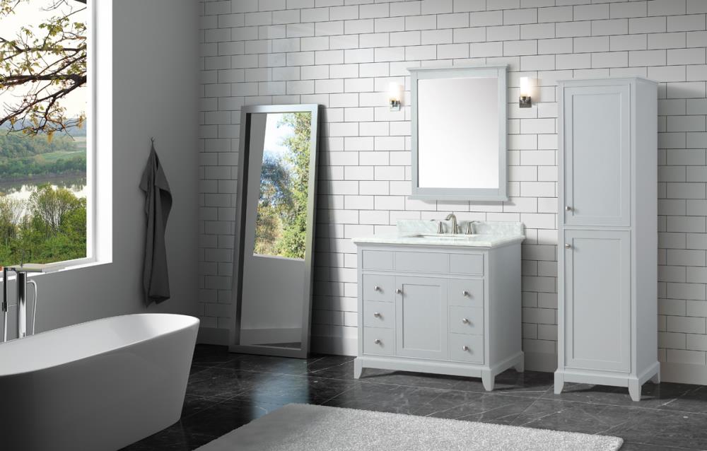 Aurora White 37 in. Vanity with Carrara Top