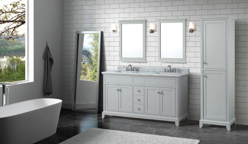 Studio Design Collection Aurora 61 in. Double Sink Vanity with Carrara Marble Top