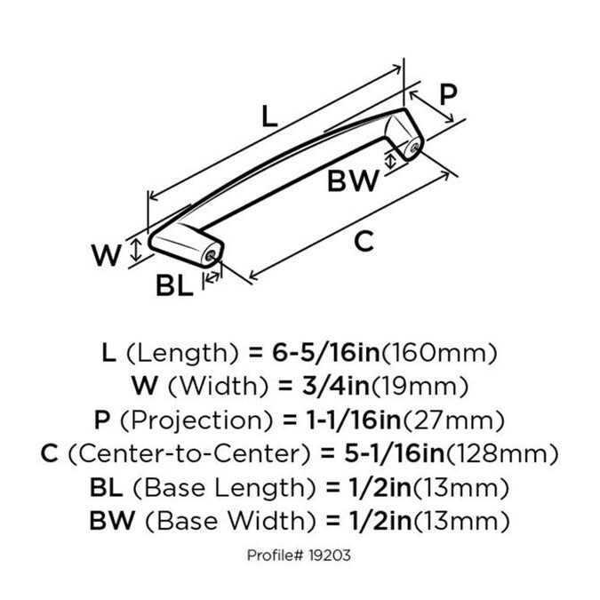 Amerock Essential'Z 5-1/16-in (128mm) Center to Center Satin Nickel Arch Bar Drawer Pull