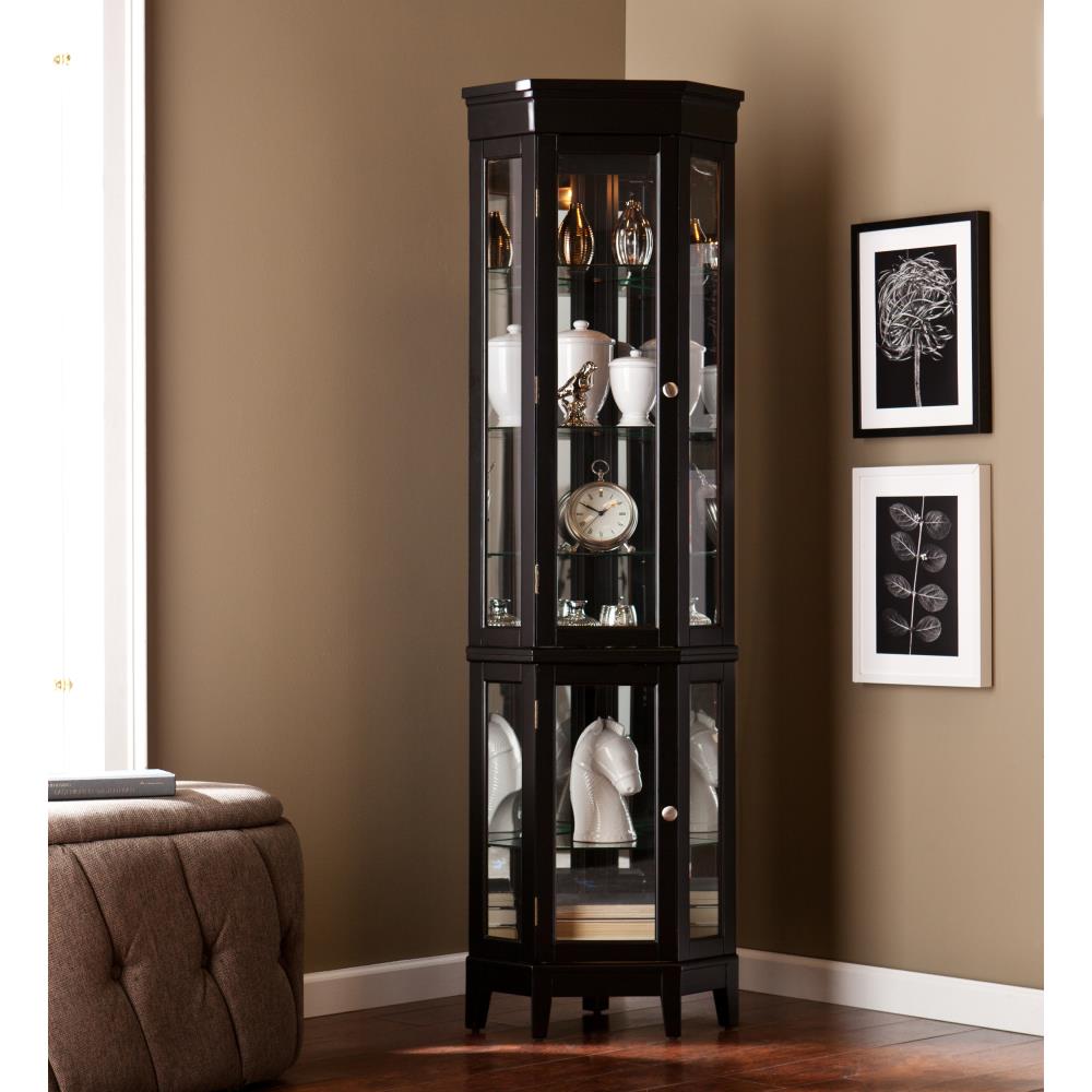 Boston Loft Furnishings Nakasi Transitional Black Wood Pine Curio Cabinet