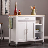 Boston Loft Furnishings White Composite Base with Wood Top Kitchen Island (19-in x 41-in x 35-in)
