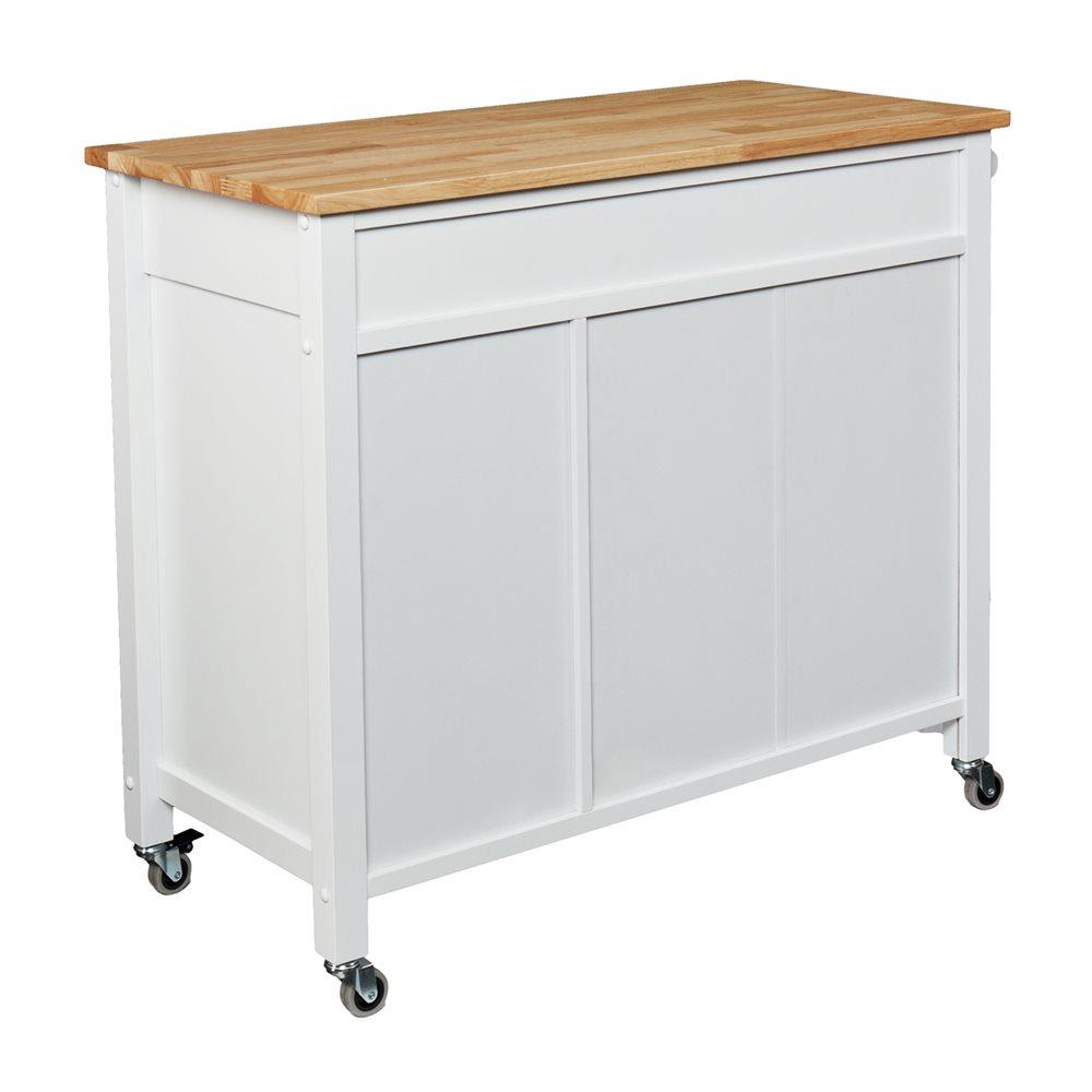 Boston Loft Furnishings White Composite Base with Wood Top Kitchen Island (19-in x 41-in x 35-in)