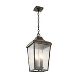 Kichler Forestdale 4-Light Olde Bronze Traditional Seeded Glass Lantern Medium Outdoor Hanging Pendant Light