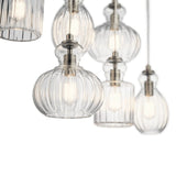 Kichler Riviera 6-Light Brushed Nickel Transitional Ribbed Glass Large Hanging Multi-light