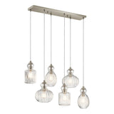 Kichler Riviera 6-Light Brushed Nickel Transitional Ribbed Glass Large Hanging Multi-light