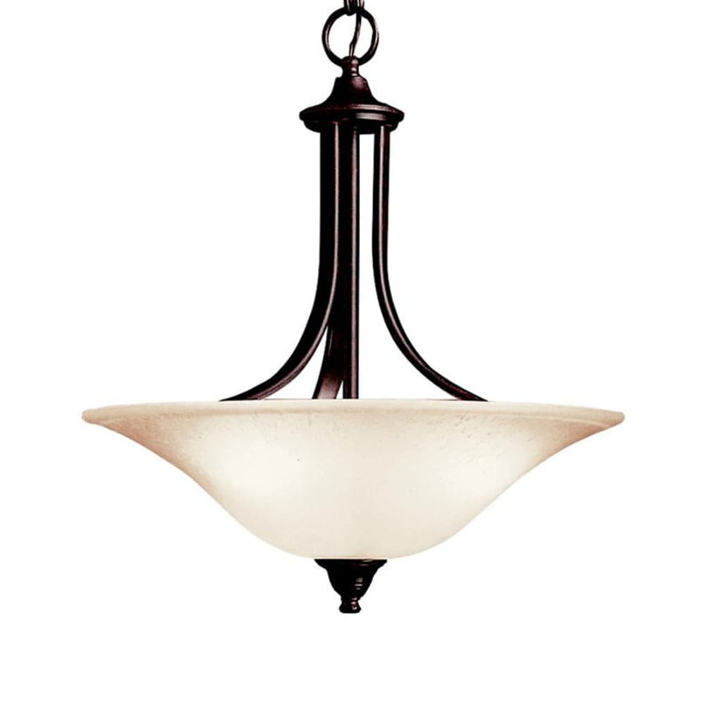 Kichler Dover 3-Light Tannery Bronze Transitional Seeded Glass Bowl Medium Hanging Pendant Light