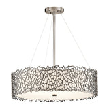 Kichler Silver Coral 4-Light Classic Pewter Transitional Etched Glass Drum Medium Hanging Single