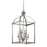 Kichler Larkin 8-Light Brushed Nickel Transitional Lantern Large Hanging Pendant Light