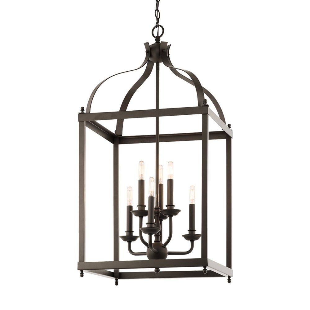 Kichler Larkin 6-Light Olde Bronze Transitional Cage Medium Hanging Pendant Light