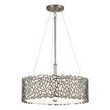 Kichler Silver Coral 3-Light Classic Pewter Transitional Etched Glass Drum Medium Hanging Pendant Light