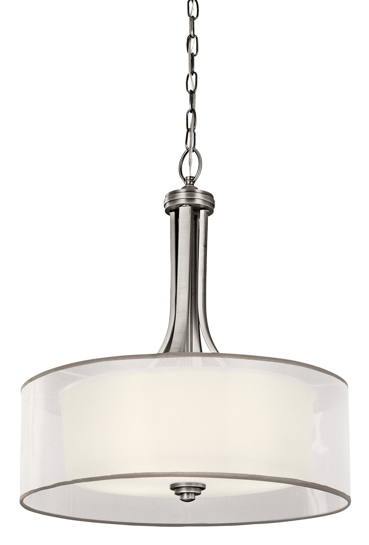 Kichler Lacey 3-Light Antique Pewter Transitional Etched Glass Drum Medium Hanging Single