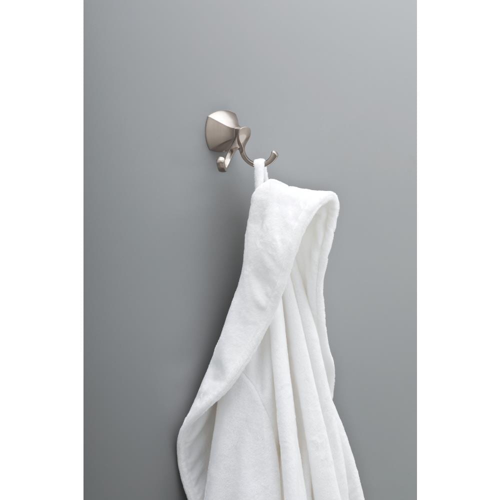 Delta Sandover Double Towel Hook with SpotShield Brushed Nickel Finish, 3.31 in H x 4.29 in W x 2.80 in D
