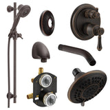 DELTA Linden Venetian Bronze Shower Bar System with 3-Way Diverter, 4.94-in Showerhead (Pressure-Balanced Valve Included)