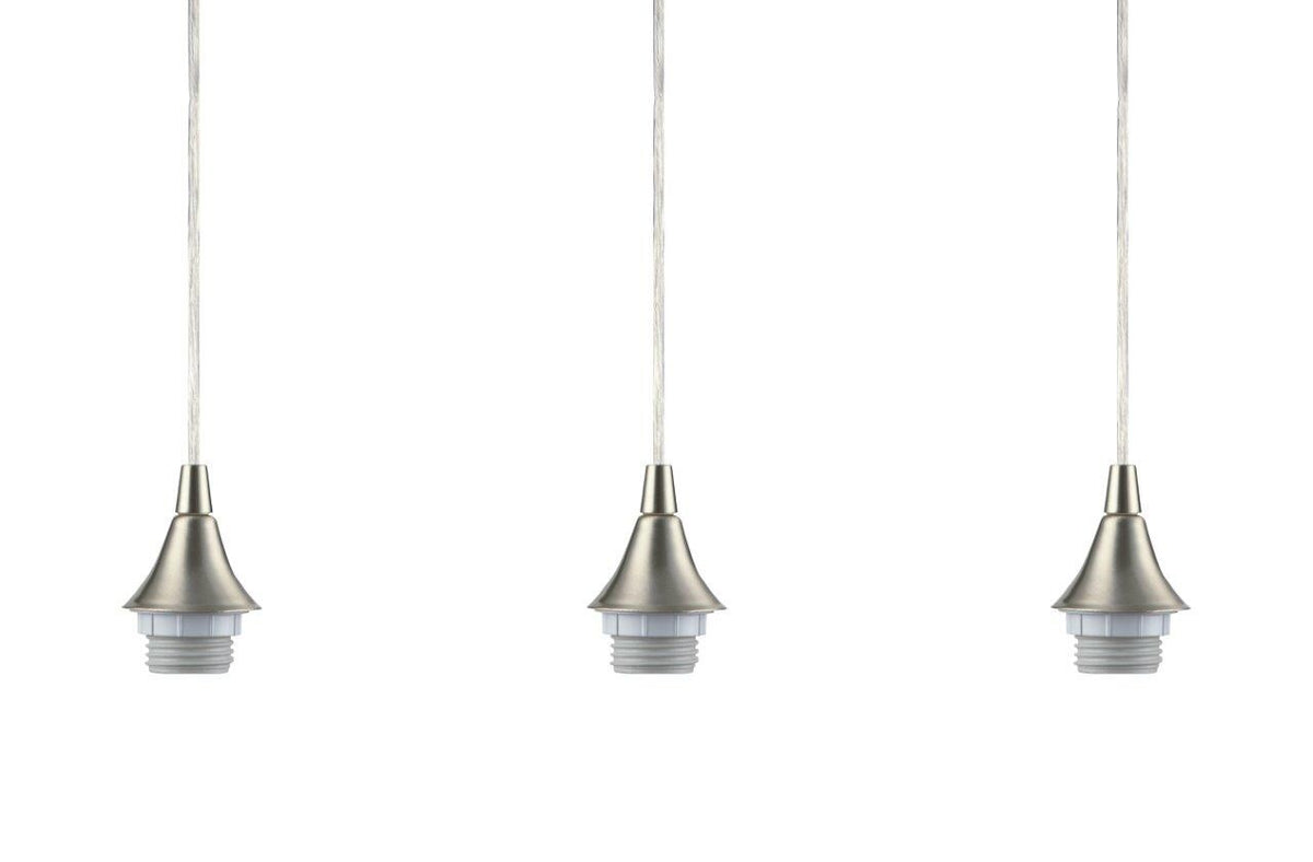 Portfolio Polished Nickel Transitional Linear Pendant Light, 3-Light, Adjustable 10–65 in, 36 in Wide