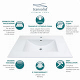 Transolid Juliette 49 in. W x 22 in. D Vitreous China Vanity Top in White, Single Sink, 4-in Centerset