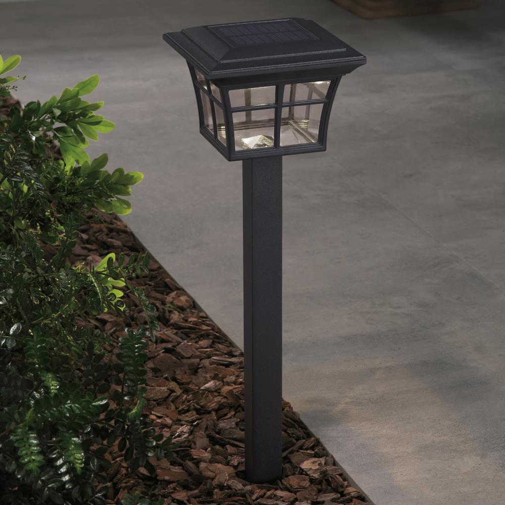 Portfolio 12X Brighter 14.4-Lumen Black Solar Integrated LED Path Light, 2-Pack