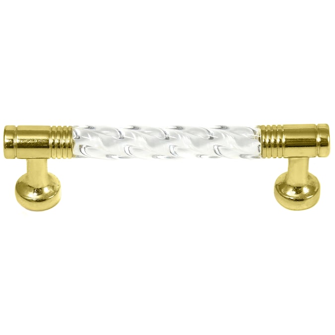 Laurey Kristal 3-in (76mm) Center to Center Polished Brass Cylindrical Handle Drawer Pull