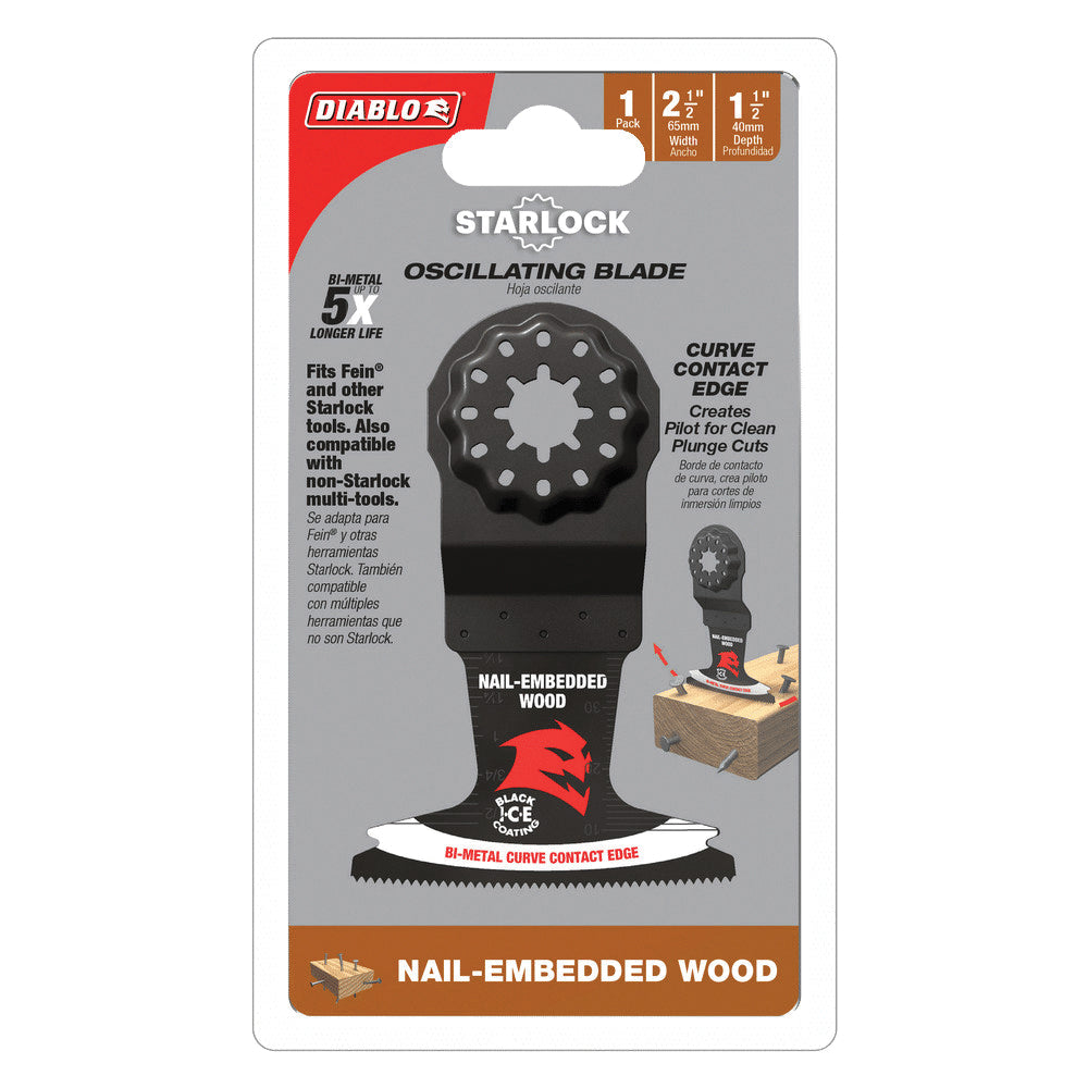 Diablo Starlock Bi-Metal Oscillating Blade for Nail-Embedded Wood 2-1/2"