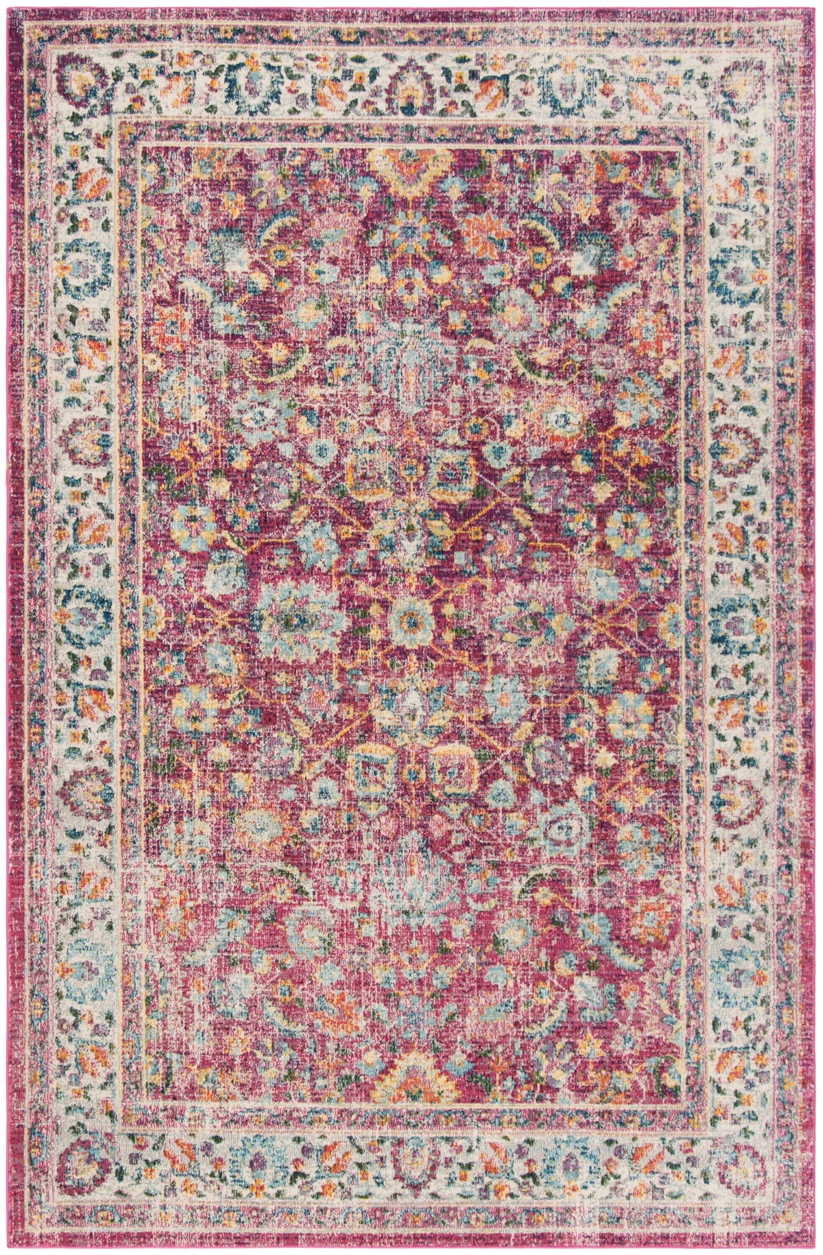 Safavieh Merlot Zoria 9 x 12 Red/Multi Indoor Floral/Botanical Oriental Area Rug