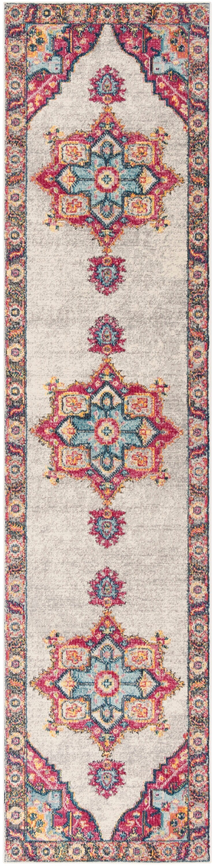 Safavieh Merlot Peri 2 x 6 Cream/Multi Indoor Floral/Botanical Oriental Runner Rug