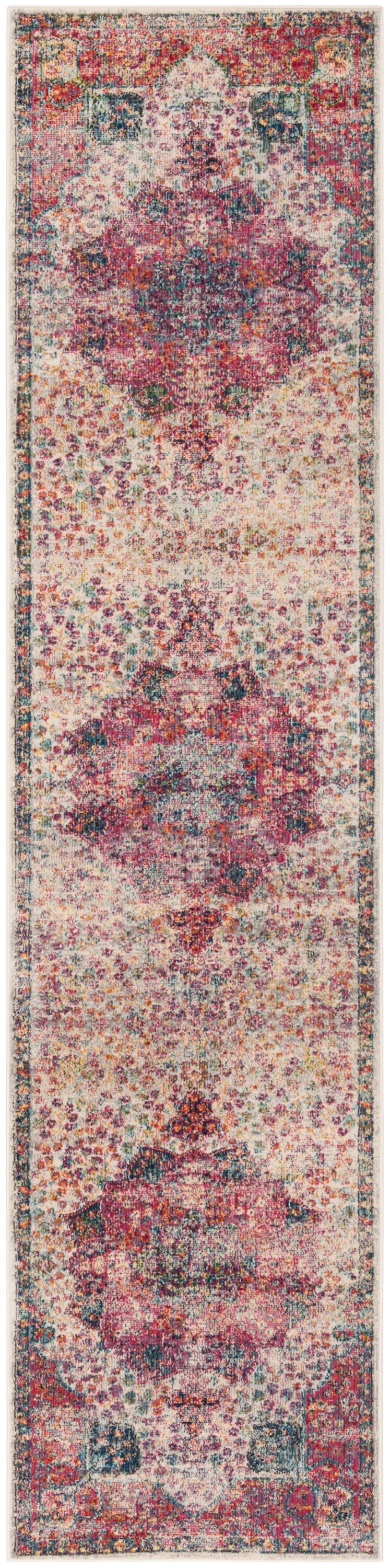 Safavieh Merlot Angra 2 x 8 Cream/Multi Indoor Floral/Botanical Oriental Runner