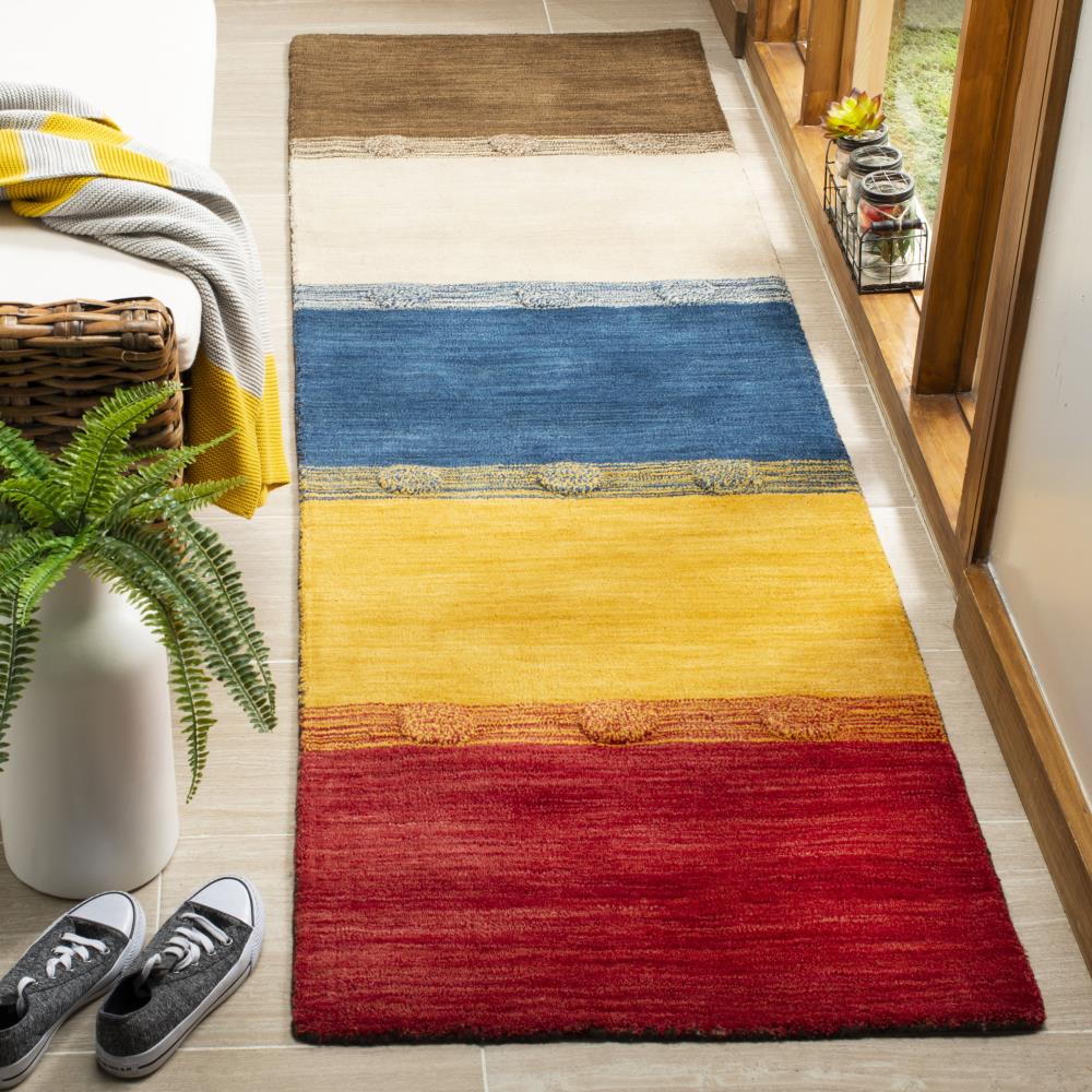 Safavieh Himalaya Kanto 2 x 8 Beige/Multi Indoor Stripe Handcrafted Runner