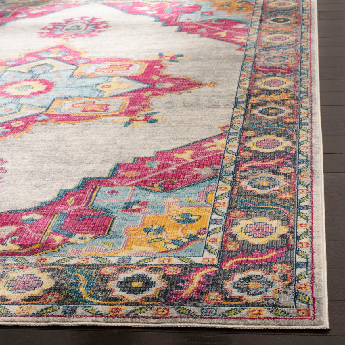Safavieh Merlot Peri 2 x 6 Cream/Multi Indoor Floral/Botanical Oriental Runner Rug
