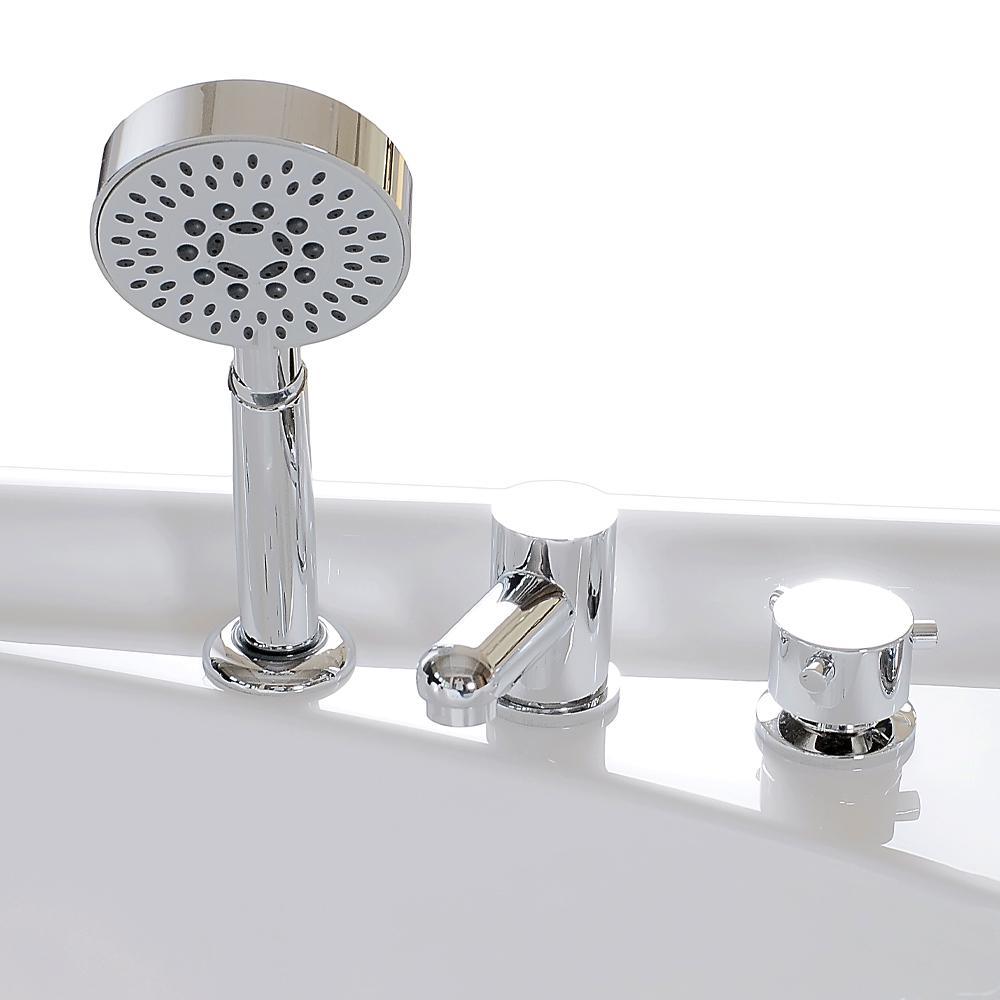 60 in. Center Drain Corner Alcove Whirlpool Bathtub in White - Super Arbor
