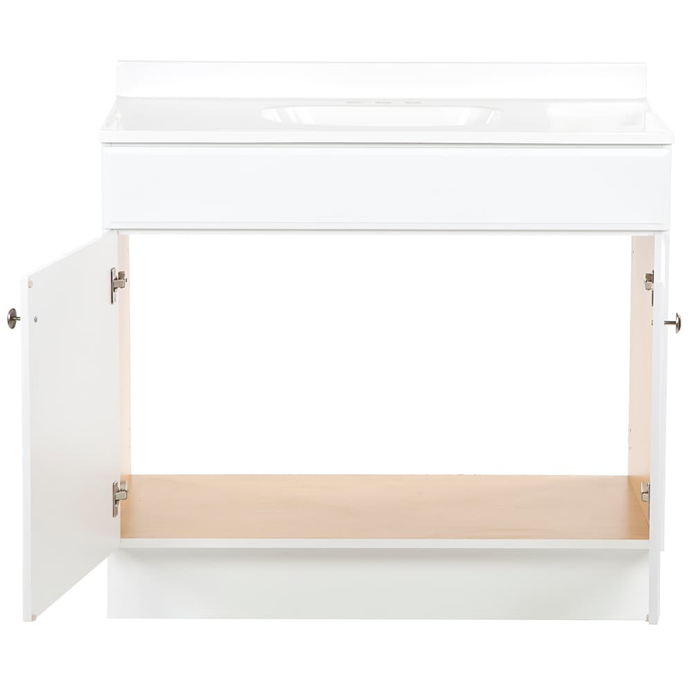 Project Source 36.5-in White Single Sink Bathroom Vanity with White Cultured Marble Top