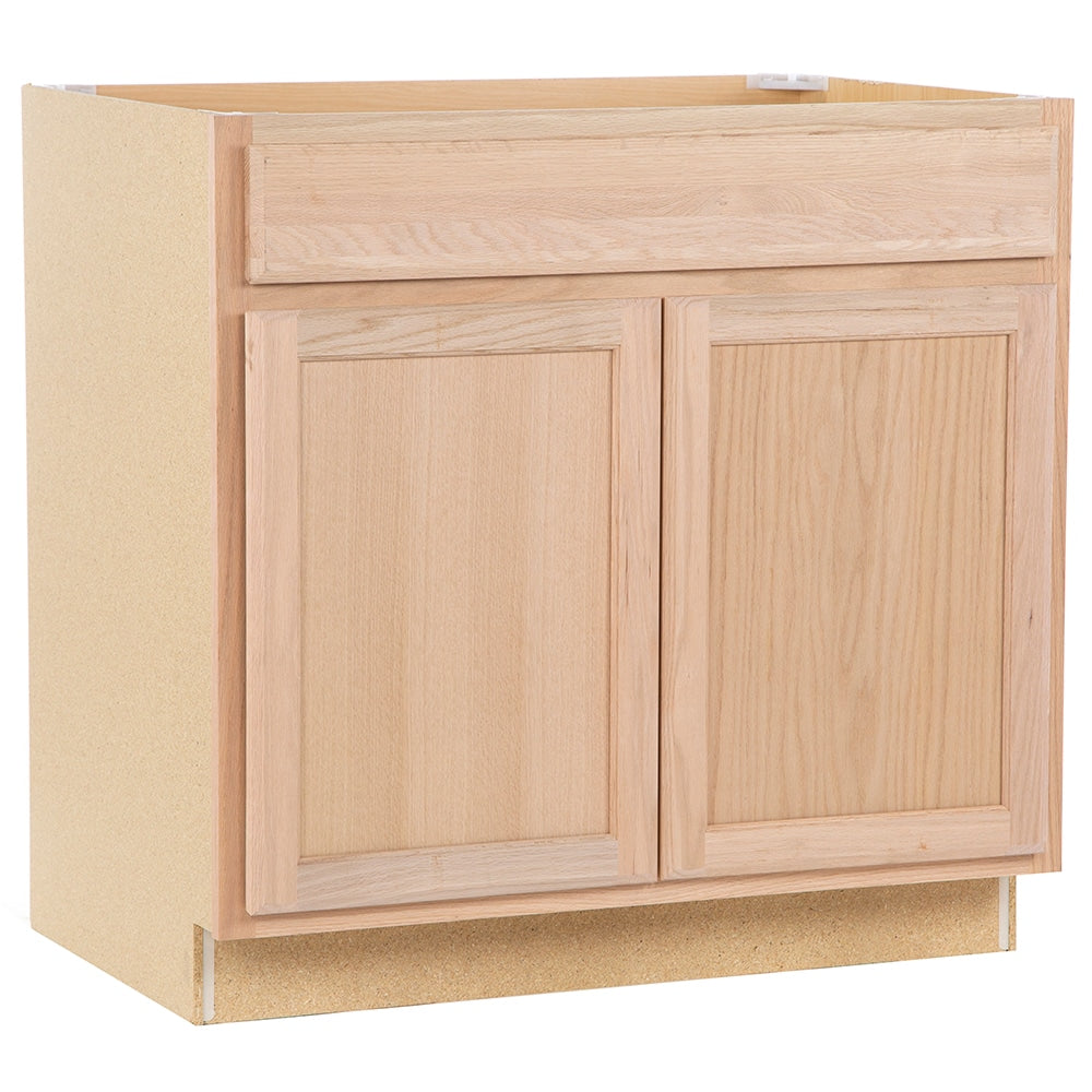 Project Source Oak Brook 36-in W x 35-in H x 23.75-in D Natural Unfinished Oak 1-Drawer Base Fully Assembled Cabinet (Flat Panel Square Style)