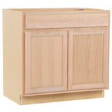 Project Source Oak Brook 36-in W x 35-in H x 23.75-in D Natural Unfinished Oak 1-Drawer Base Fully Assembled Cabinet (Flat Panel Square Style)