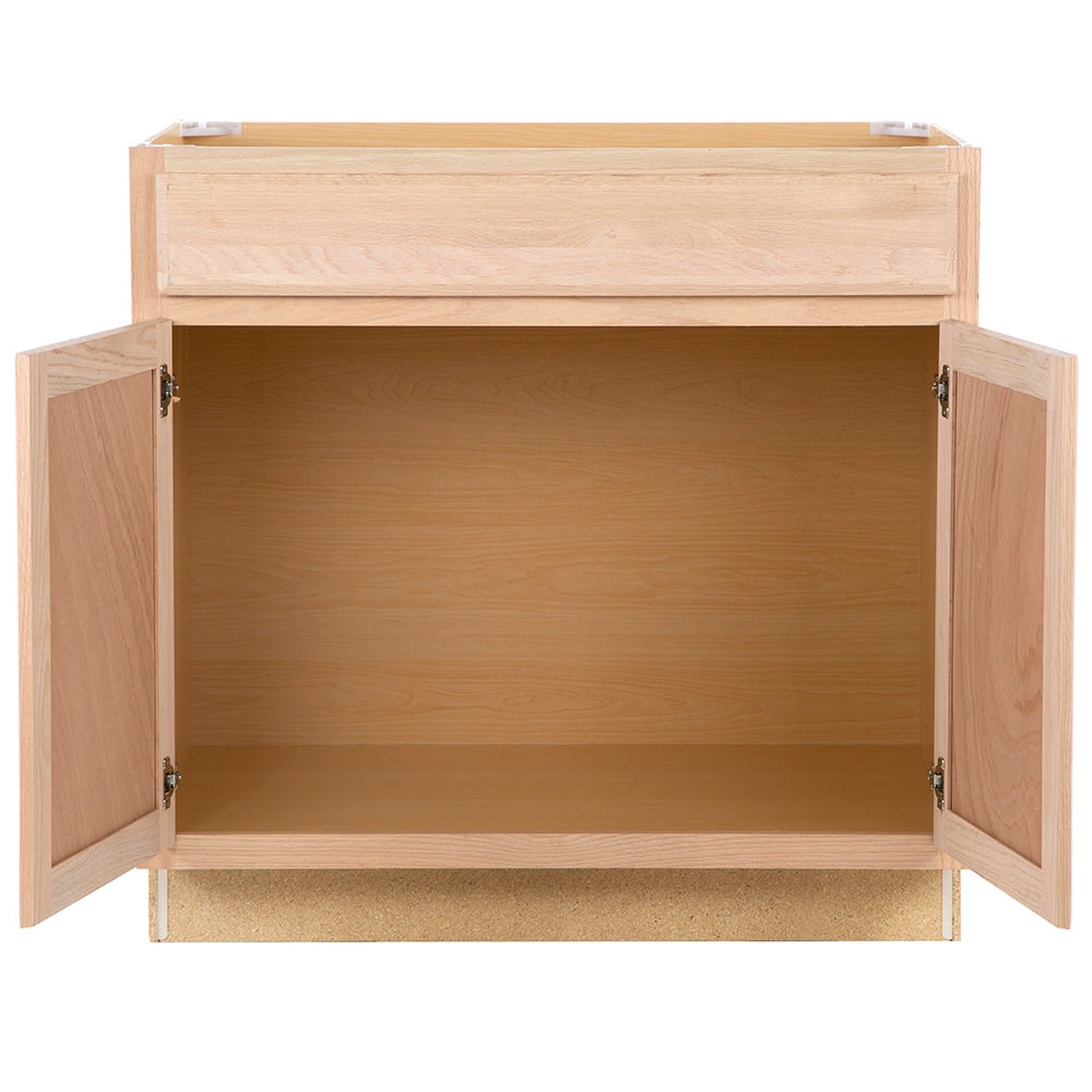 Project Source Oak Brook 36-in W x 35-in H x 23.75-in D Natural Unfinished Oak 1-Drawer Base Fully Assembled Cabinet (Flat Panel Square Style)