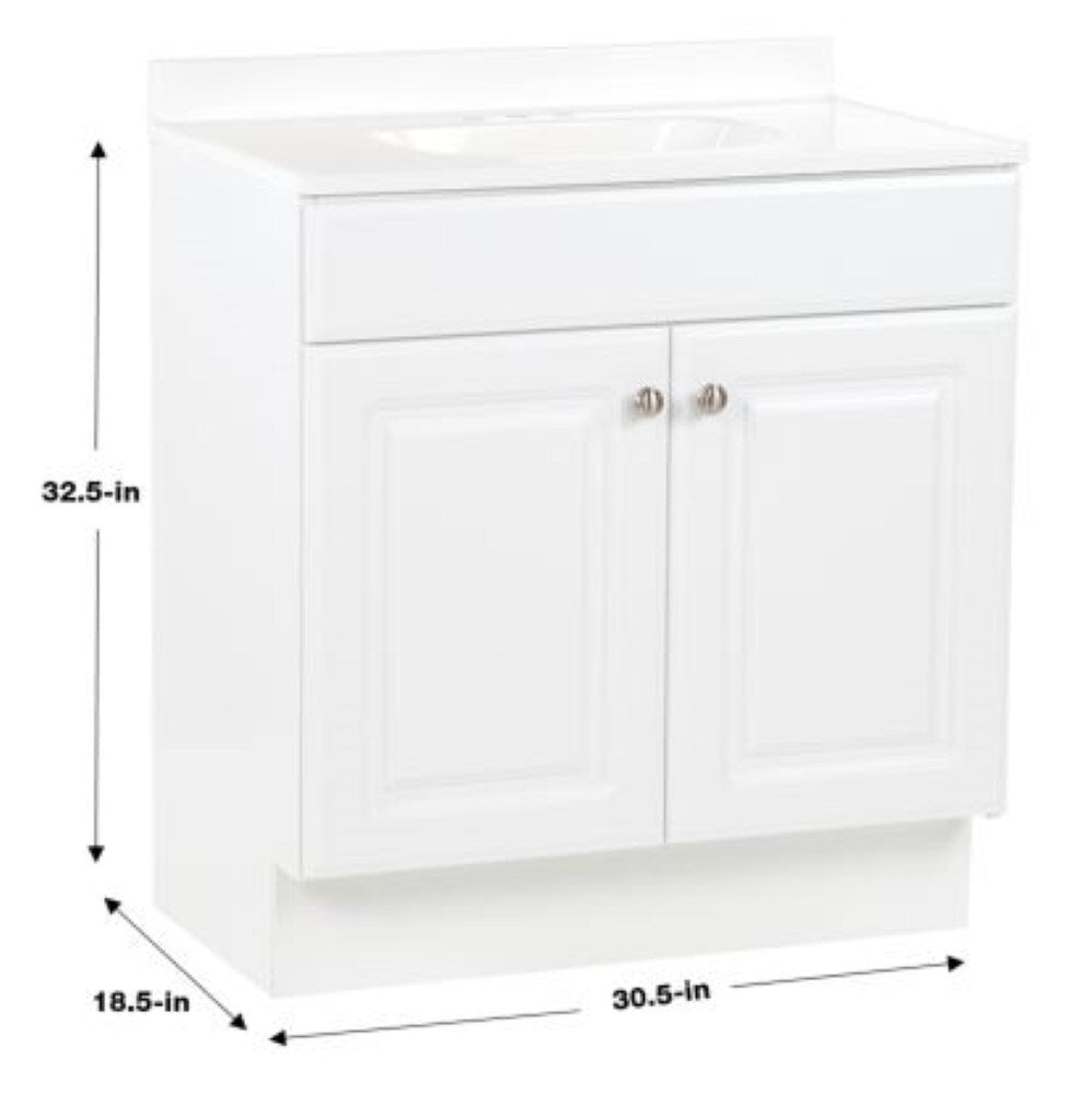 Project Source 30.5-in White Single Sink Bathroom Vanity with White Cultured Marble Top