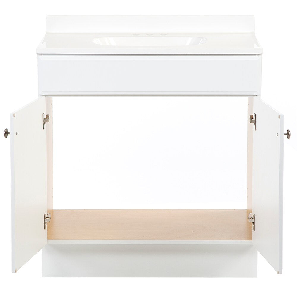 Project Source 30.5-in White Single Sink Bathroom Vanity with White Cultured Marble Top