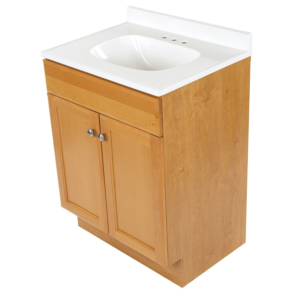 Project Source 24.5-in Golden Single Sink Bathroom Vanity with White Cultured Marble Top