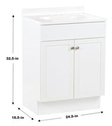 Project Source 24.5-in White Shaker Single Sink Bathroom Vanity with White Cultured Marble Top