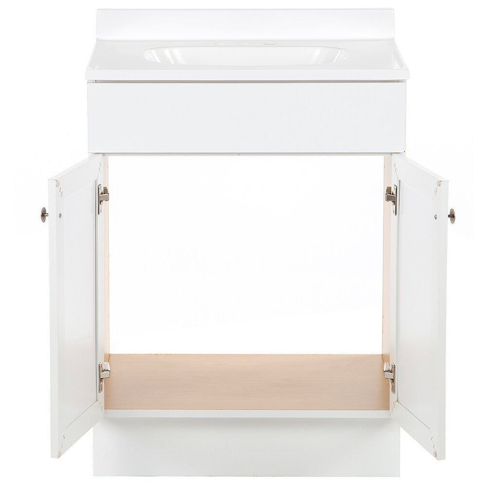 Project Source 24.5-in White Shaker Single Sink Bathroom Vanity with White Cultured Marble Top