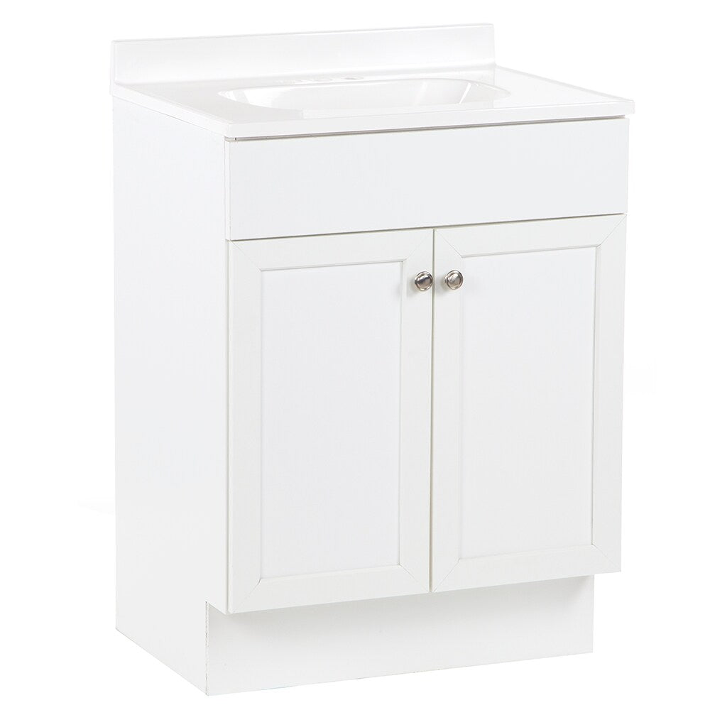 Project Source 24.5-in White Shaker Single Sink Bathroom Vanity with White Cultured Marble Top