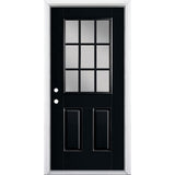 Masonite 36-in x 80-in Fiberglass Half Lite Right-Hand Inswing Peppercorn Painted Prehung Single Front Door with Brickmould