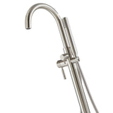 OVE Decors Athena 1-Handle Freestanding High-Arc Bathtub Faucet with Hand Shower, Satin Nickel (Valve Included)